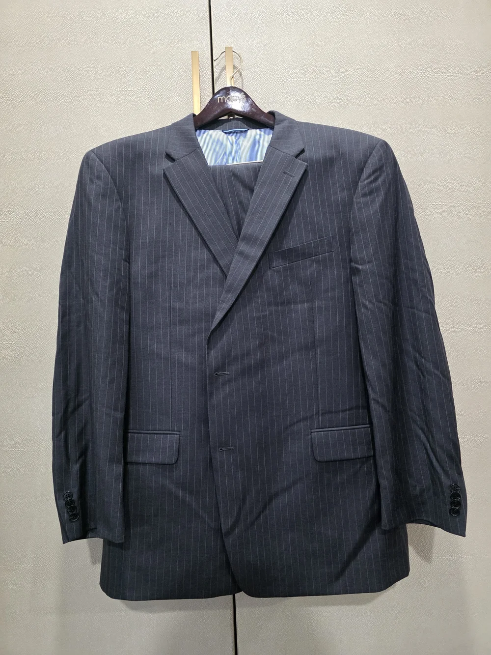 Tommy Hilfiger Navy Pinstripe Two-Button Suit Jacket